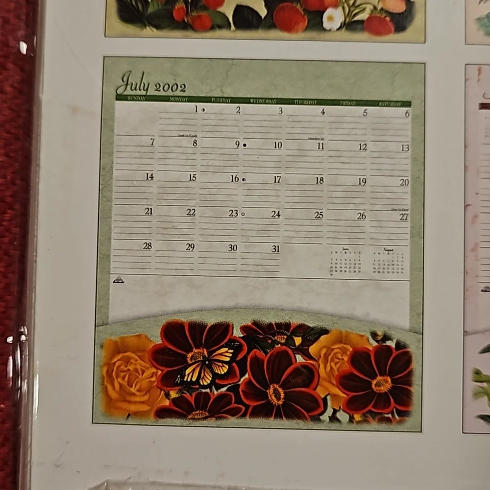 Botanical Garden Notebook 2002 hanging calendar with pockets NIP Vintage floral